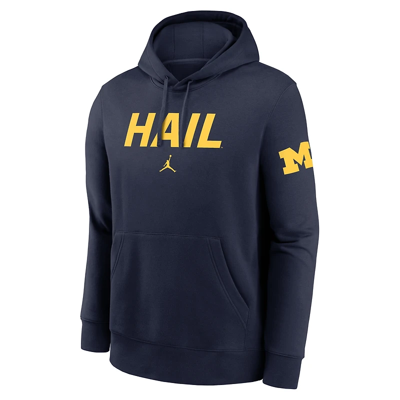Sweat à capuche en polaire bleu marine Jordan Brand pour homme, Michigan Wolverines Nickname Club