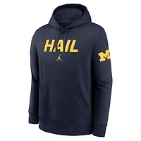 Sweat à capuche en polaire bleu marine Jordan Brand pour homme, Michigan Wolverines Nickname Club