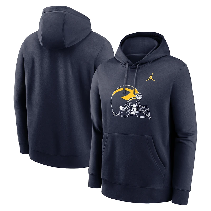 Men's Jordan Brand Heather Gray Michigan Wolverines Primetime Alternate Logo Club Fleece Pullover Hoodie