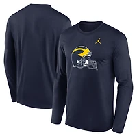 T-shirt Jordan Brand bleu marine pour homme, Michigan Wolverines Primetime Alternate Logo Legend Performance, manches longues