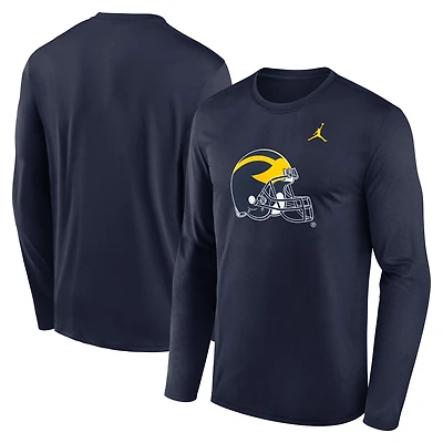 T-shirt Jordan Brand bleu marine pour homme, Michigan Wolverines Primetime Alternate Logo Legend Performance, manches longues