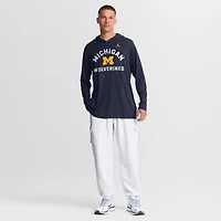 T-shirt à capuche manches longues Jordan Brand Navy Michigan Wolverines Primetime Arch Tri-Blend Dri-FIT pour homme