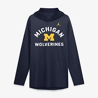 T-shirt à capuche manches longues Jordan Brand Navy Michigan Wolverines Primetime Arch Tri-Blend Dri-FIT pour homme