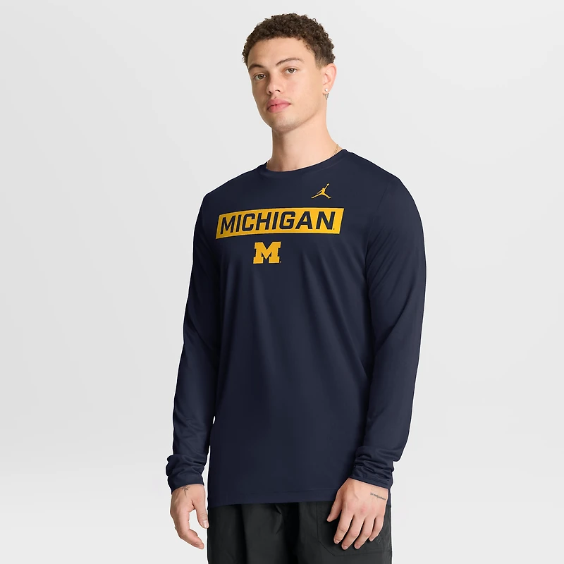 Men's Jordan Brand Navy Michigan Wolverines Primetime Campus 2-Hit Legend Dri-FIT Long Sleeve T-Shirt