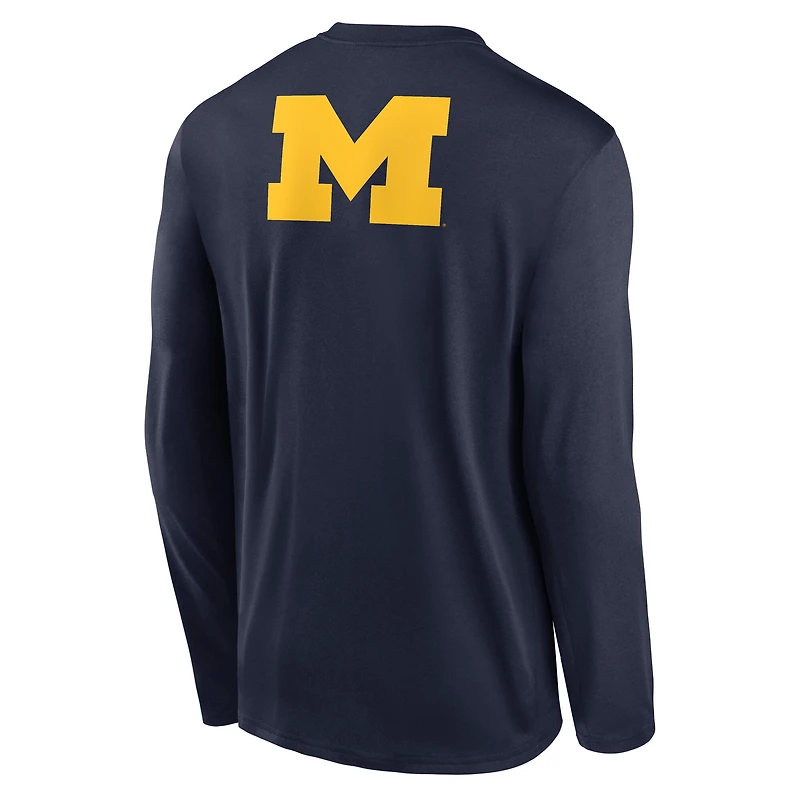 Men's Jordan Brand Navy Michigan Wolverines Primetime Campus 2-Hit Legend Dri-FIT Long Sleeve T-Shirt