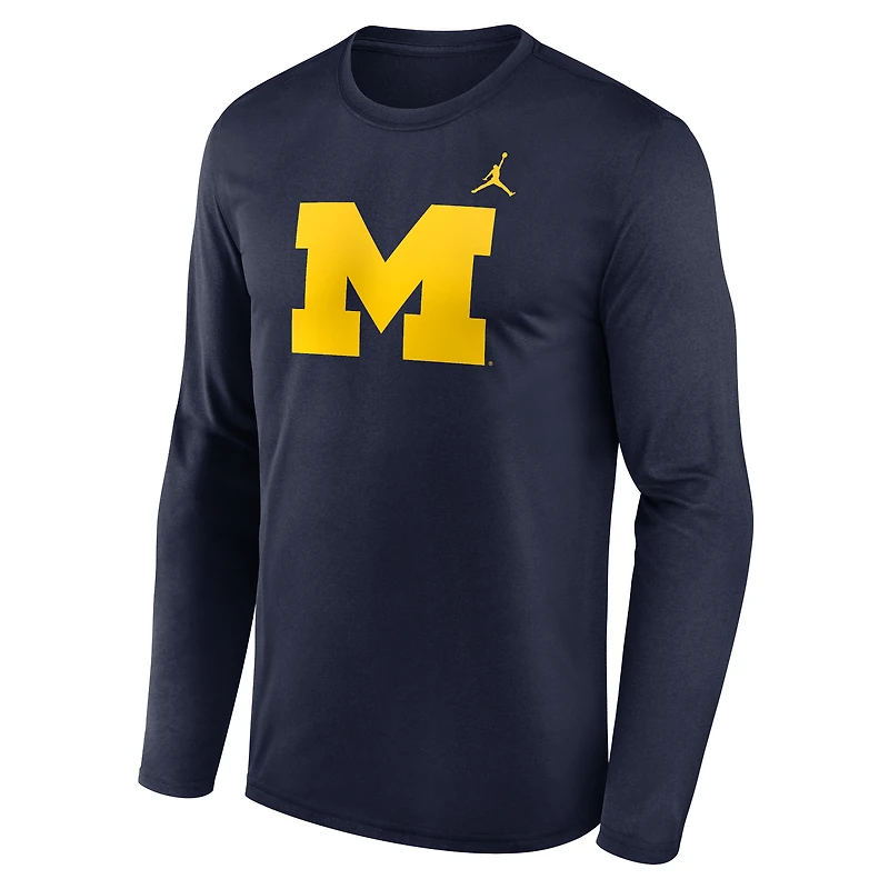 T-shirt à manches longues Jordan Brand bleu marine Michigan Wolverines Primetime Primary Legend pour homme