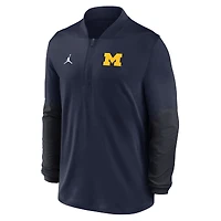 Men's Jordan Brand Navy Michigan Wolverines Sideline Dri-FIT Half-Zip Pullover