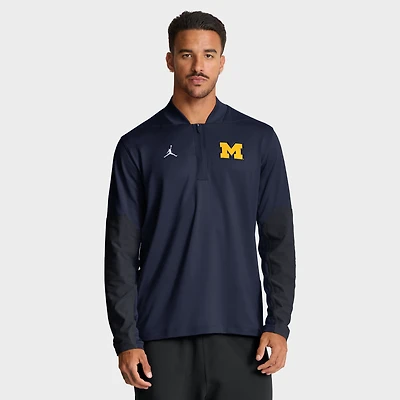 Men's Jordan Brand Navy Michigan Wolverines Sideline Dri-FIT Half-Zip Pullover