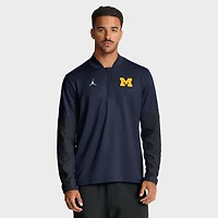 Men's Jordan Brand Navy Michigan Wolverines Sideline Dri-FIT Half-Zip Pullover