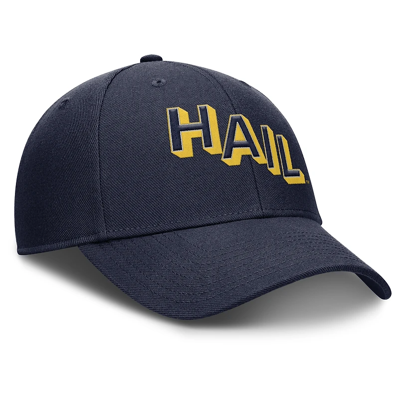 Casquette ajustable Jordan Brand blanche Michigan Wolverines Slanted Primetime Rise Performance pour homme