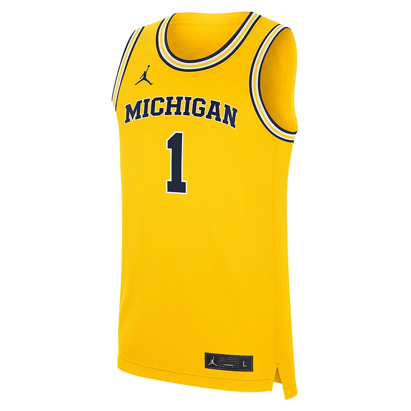 Men's Jordan Brand #1 Maize Michigan Wolverines Alternate Replica Jersey