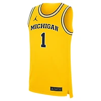 Men's Jordan Brand #1 Maize Michigan Wolverines Alternate Replica Jersey