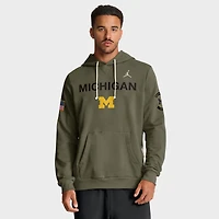 Men's Jordan Brand Olive Michigan Wolverines 2025 Military Appreciation Standard Issue Dri-FIT Hoodie