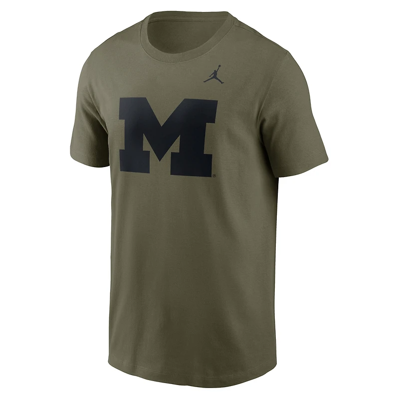 T-shirt Jordan Brand Dri-FIT olive pour homme avec logo Primetime des Wolverines du Michigan
