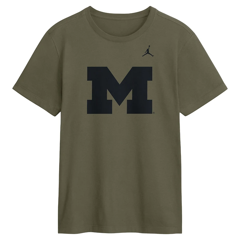 T-shirt Jordan Brand Dri-FIT olive pour homme avec logo Primetime des Wolverines du Michigan