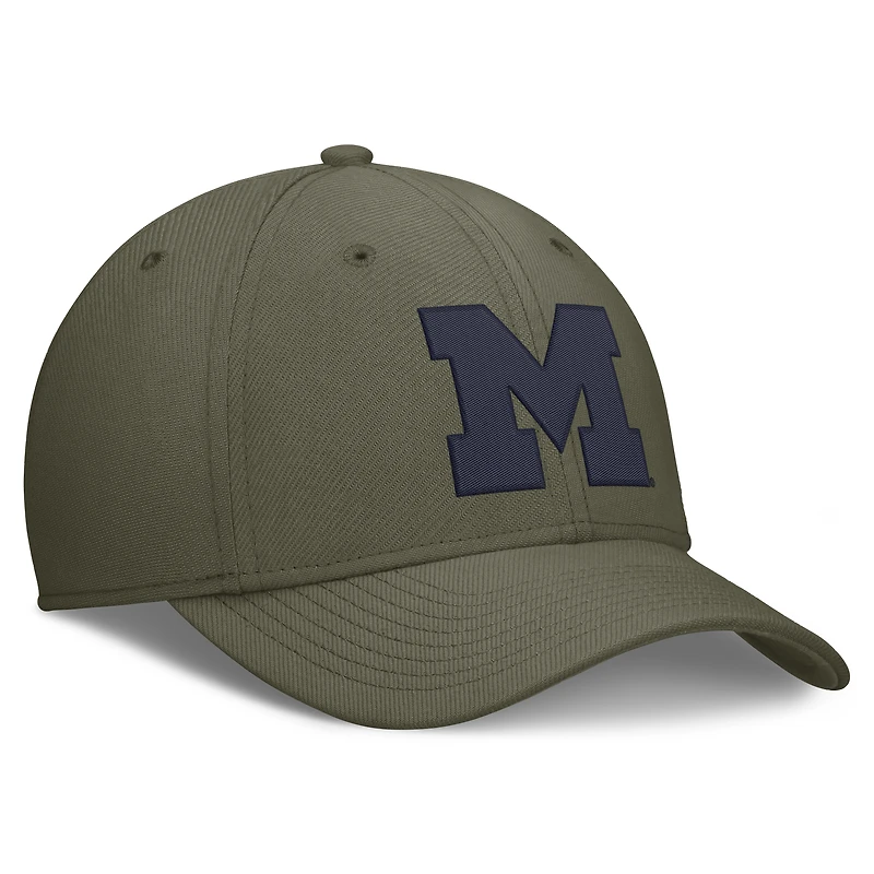 Men's Jordan Brand Olive Michigan Wolverines Primetime SwooshFlex Dri-FIT Hat