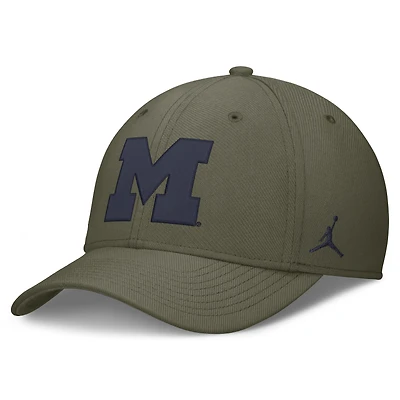Men's Jordan Brand Olive Michigan Wolverines Primetime SwooshFlex Dri-FIT Hat