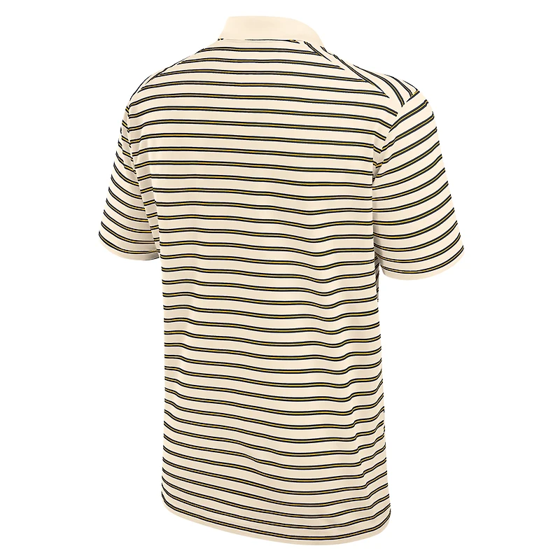 Men's Jordan Brand Tan/Navy Michigan Wolverines Primary Logo Striped Dri-FIT Polo