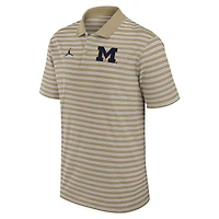 Men's Jordan Brand Tan/White Michigan Wolverines Primetime Victory Striped Dri-FIT Polo