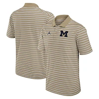 Men's Jordan Brand Tan/White Michigan Wolverines Primetime Victory Striped Dri-FIT Polo