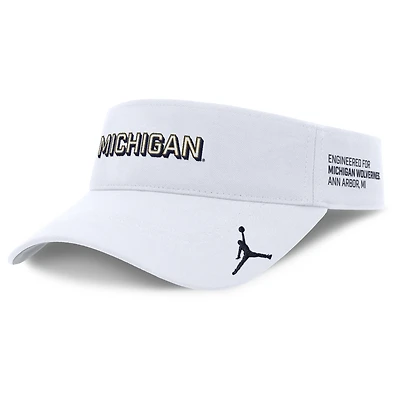 Men's Jordan Brand White Michigan Wolverines 2025 On-Field Gameday Performance Ace Adjustable Visor
