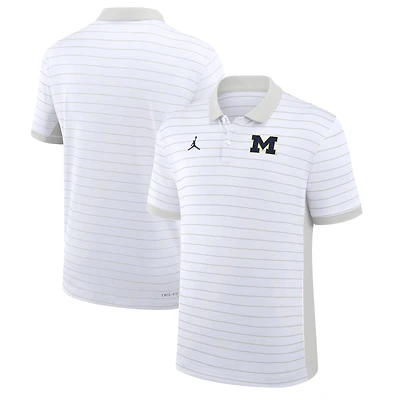 Men's Jordan Brand White Michigan Wolverines 2026 Early Season Coaches Sideline Victory Stripe Dri-FIT Polo
