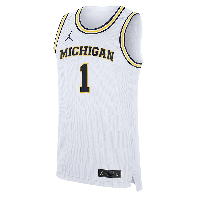 Men's Jordan Brand White Michigan Wolverines Home Replica Basketball Jersey