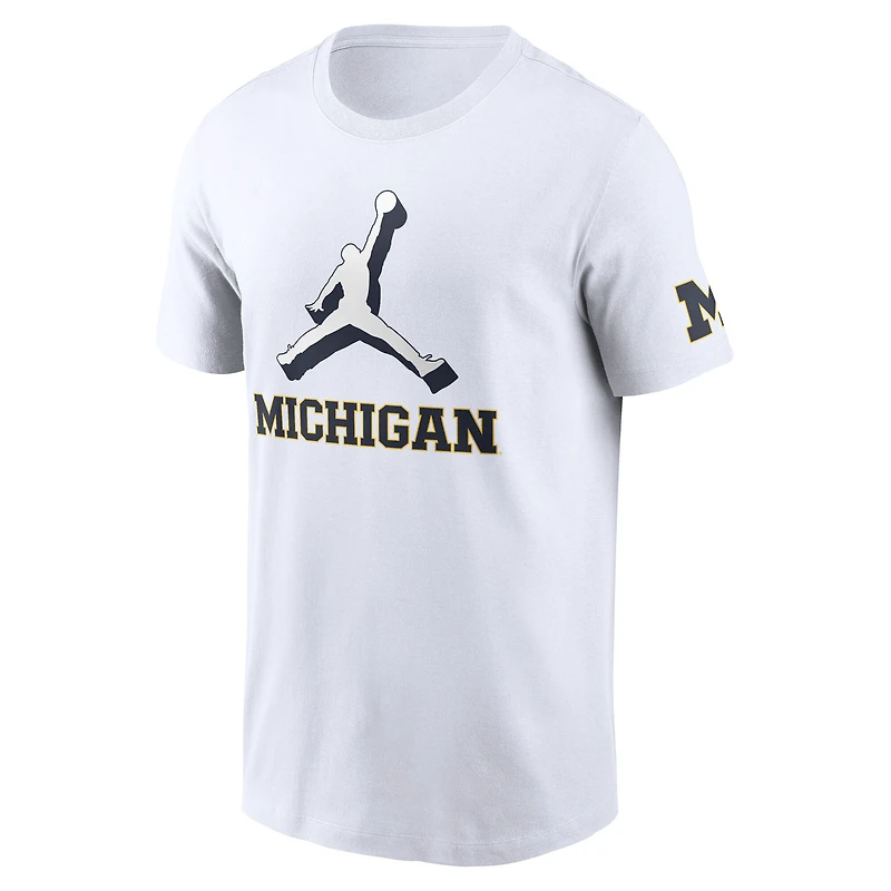 T-shirt Jordan Brand blanc pour homme, Michigan Wolverines Primetime, logo Swoosh à deux points
