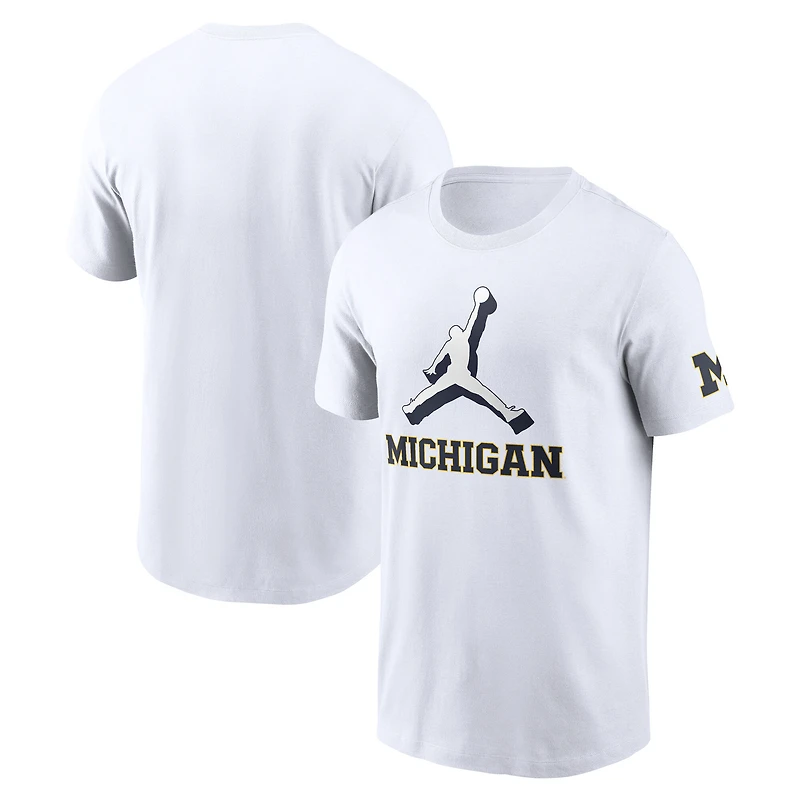 T-shirt Jordan Brand blanc pour homme, Michigan Wolverines Primetime, logo Swoosh à deux points