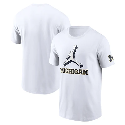 T-shirt Jordan Brand blanc pour homme, Michigan Wolverines Primetime, logo Swoosh à deux points
