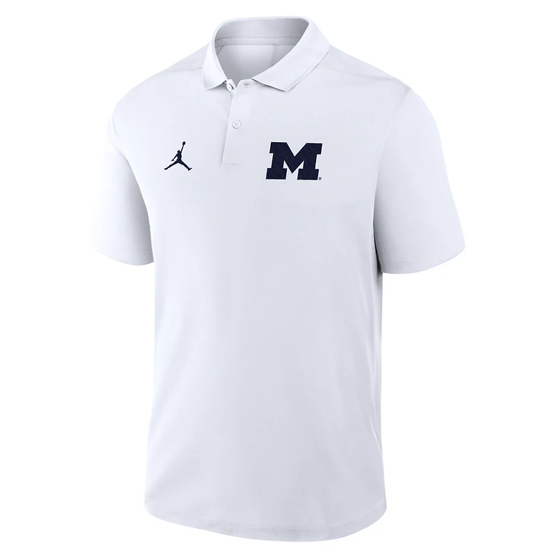 Men's Jordan Brand White Michigan Wolverines Primetime Victory Primary Logo Performance Polo