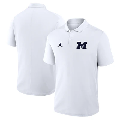 Men's Jordan Brand White Michigan Wolverines Primetime Victory Primary Logo Performance Polo