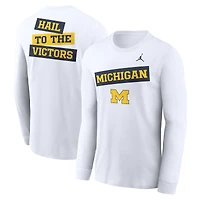 Men's Jordan Brand White Michigan Wolverines Two-Hit Classic Location Long Sleeve T-Shirt