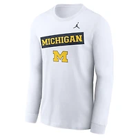 Men's Jordan Brand White Michigan Wolverines Two-Hit Classic Location Long Sleeve T-Shirt