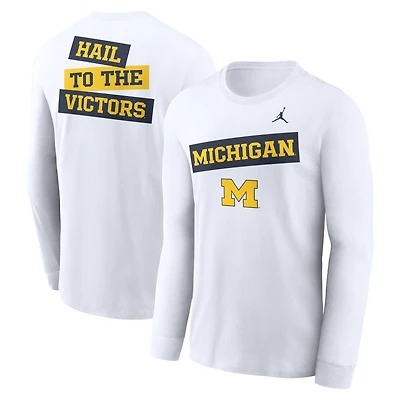 Men's Jordan Brand White Michigan Wolverines Two-Hit Classic Location Long Sleeve T-Shirt