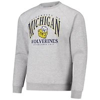Men's League Collegiate Wear Heather Gray Michigan Wolverines Tall Arch Essential 2.0 Pullover Sweatshirt