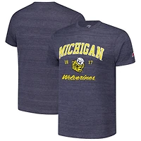 T-shirt à trois mélanges Victory Falls Arch Script Michigan Wolverines Heather Navy pour hommes