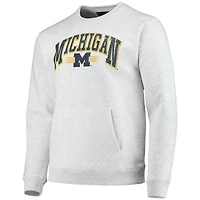 Hommes League Collegiate Wear Heathered Grey Michigan Wolverines Upperclassman Pocket Pullover Sweatshirt