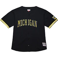 Maillot à boutons complets noir Mitchell & Ness Michigan Wolverines On The Clock pour homme