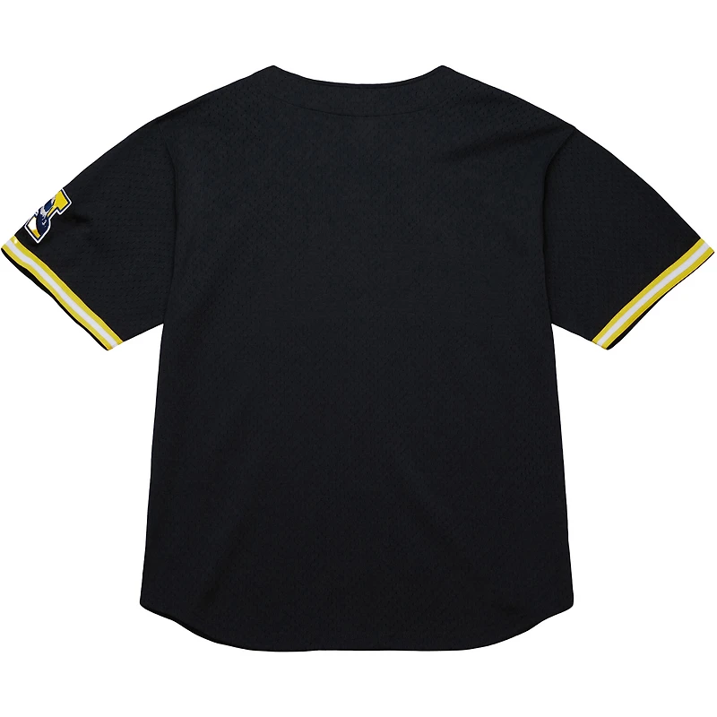 Maillot à boutons complets noir Mitchell & Ness Michigan Wolverines On The Clock pour homme