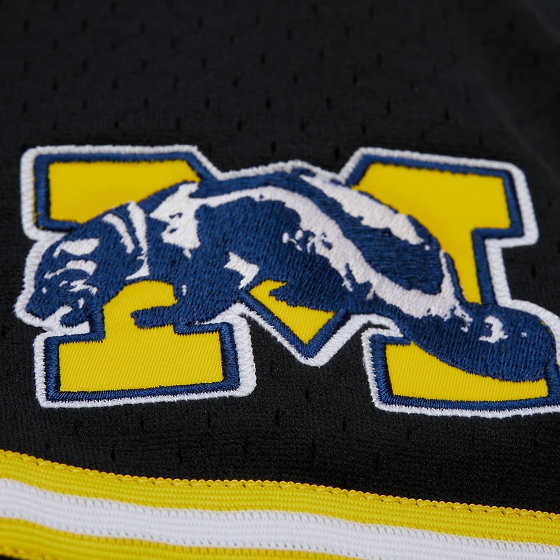 Maillot à boutons complets noir Mitchell & Ness Michigan Wolverines On The Clock pour homme