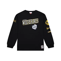 T-shirt à manches longues noir Mitchell & Ness pour homme, motif camp d'entraînement des Wolverines du Michigan