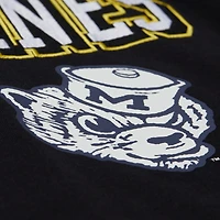 T-shirt à manches longues noir Mitchell & Ness pour homme, motif camp d'entraînement des Wolverines du Michigan