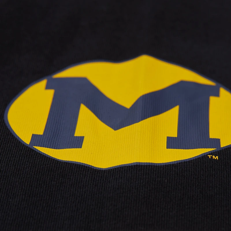 T-shirt à manches longues noir Mitchell & Ness pour homme, motif camp d'entraînement des Wolverines du Michigan