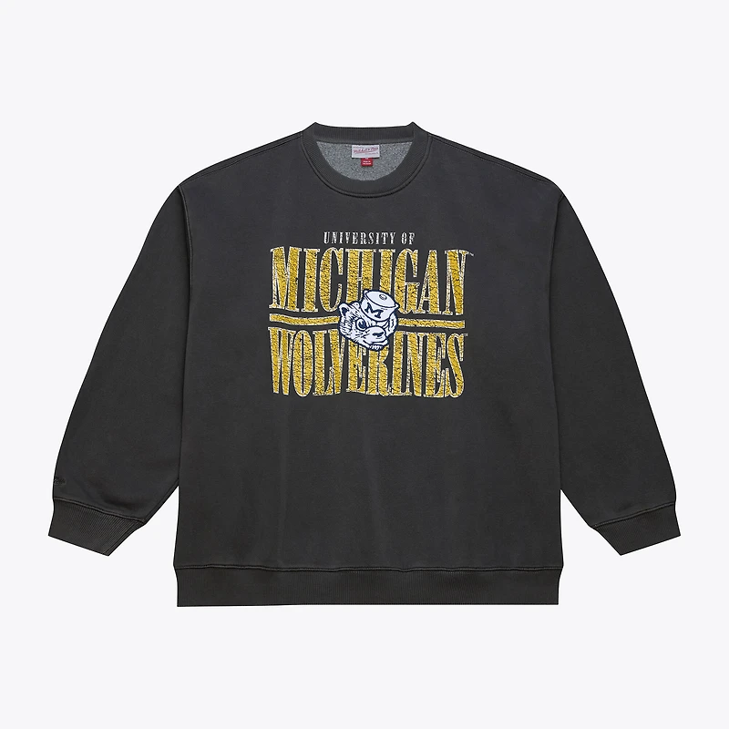 Men's Mitchell & Ness Charcoal Michigan Wolverines Downtown Fleece Sweatshirt