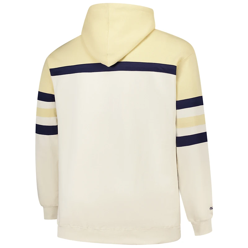 Men's Mitchell & Ness Cream Michigan Wolverines Big Tall Head Coach Pullover Hoodie