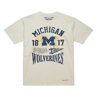Men's Mitchell & Ness  Cream Michigan Wolverines Heritage Scholar T-Shirt