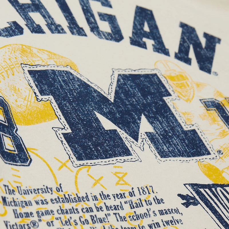 Men's Mitchell & Ness  Cream Michigan Wolverines Heritage Scholar T-Shirt
