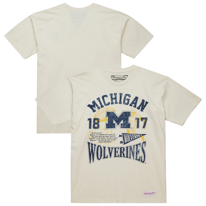 T-shirt Mitchell & Ness crème pour homme, motif universitaire, Michigan Wolverines