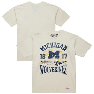 T-shirt Mitchell & Ness crème pour homme, motif universitaire, Michigan Wolverines